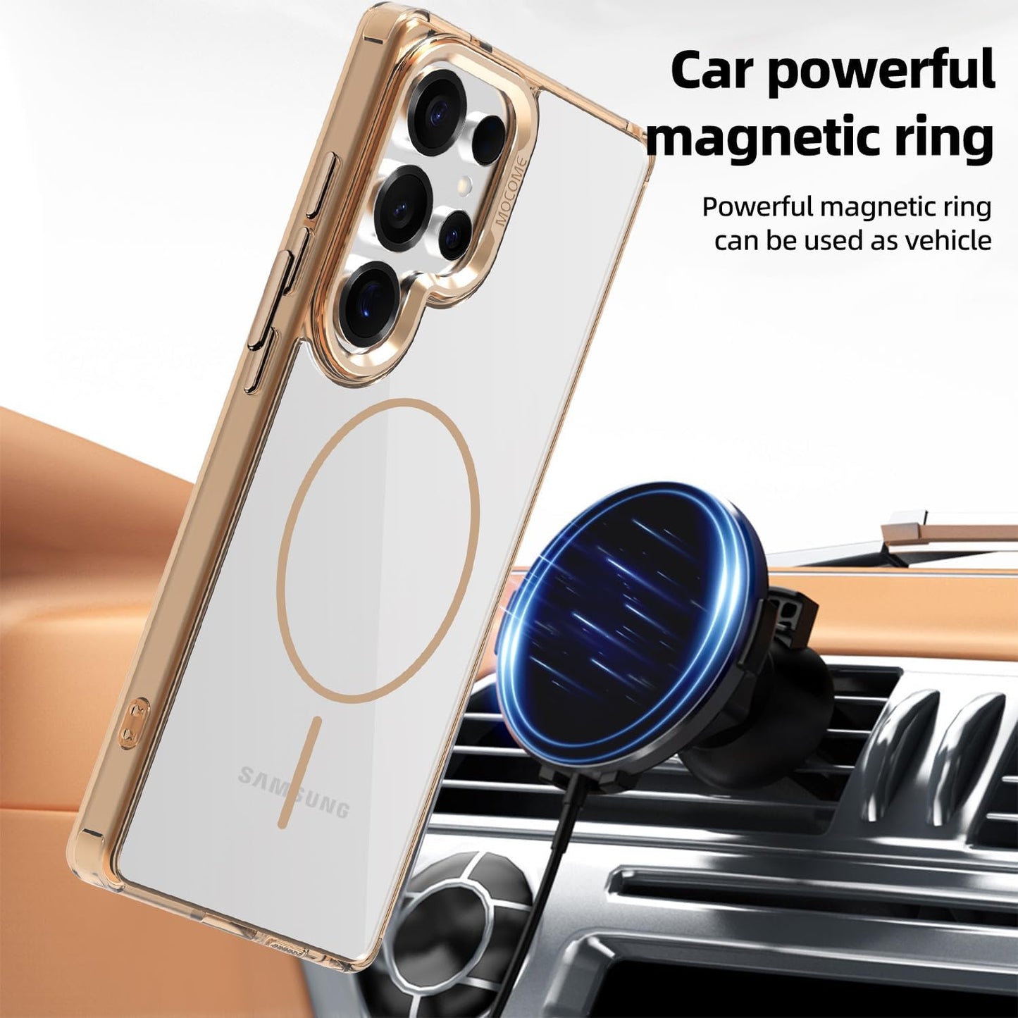iTape Magnetic transparent phone case for Samsung Galaxy S25 Ultra, supports wireless charging, military-grade drop-proof, compatible with Samsung Galaxy S25 Ultra Car magnetic bracket