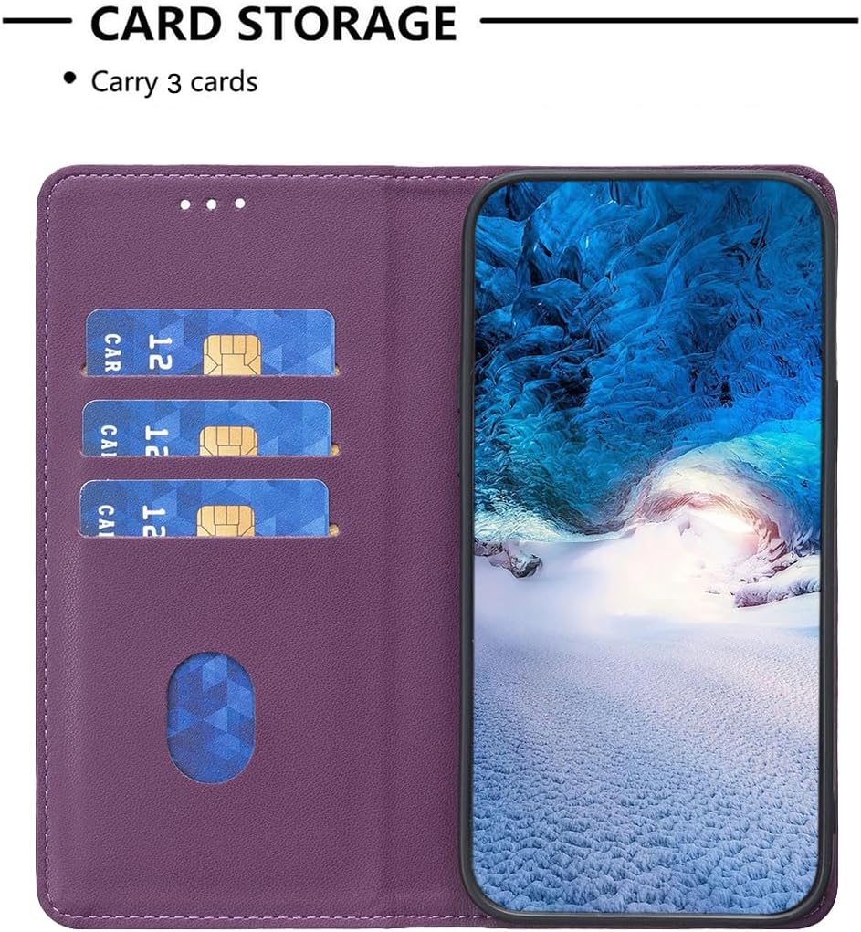 Leather Phone Case for iPhone 16E, Magnetic Leather Wallet Case, Flip Stand Shockproof Protection Gold