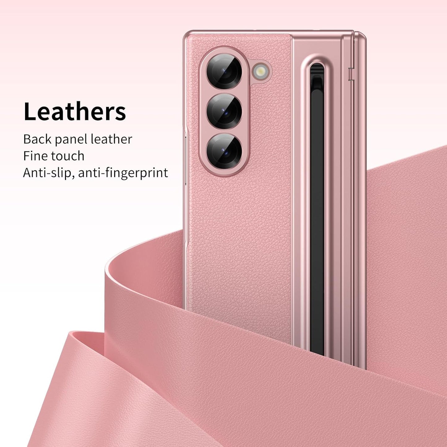 Lightweight phone case for Samsung Galaxy Z Fold6, hinged case supports wireless charging with lens protection, screen protector, complimentary stylus, drop-proof and fingerprint resistant