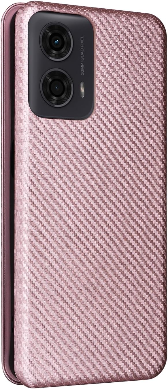 iTape Carbon fiber phone case for Motorola Moto G 04. Magnetic flip phone case, credit card slot, wallet case, shockproof and drop-proof Green