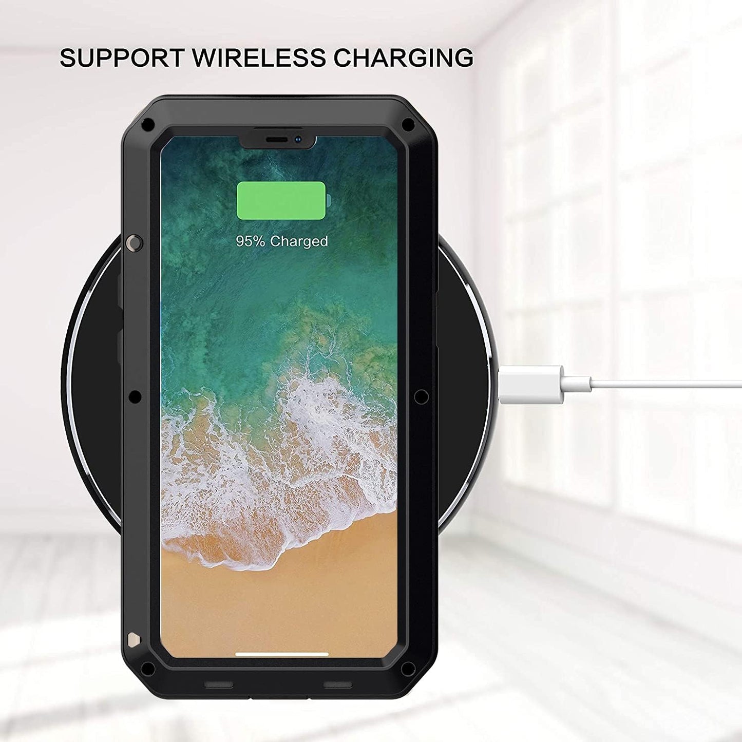 For iPhone 13 Pro max Phone Case, 360° Waterproof and Shockproof Hard Shell Metal Military Heavy Duty Rugged Case for iPhone 13 Pro max Silver