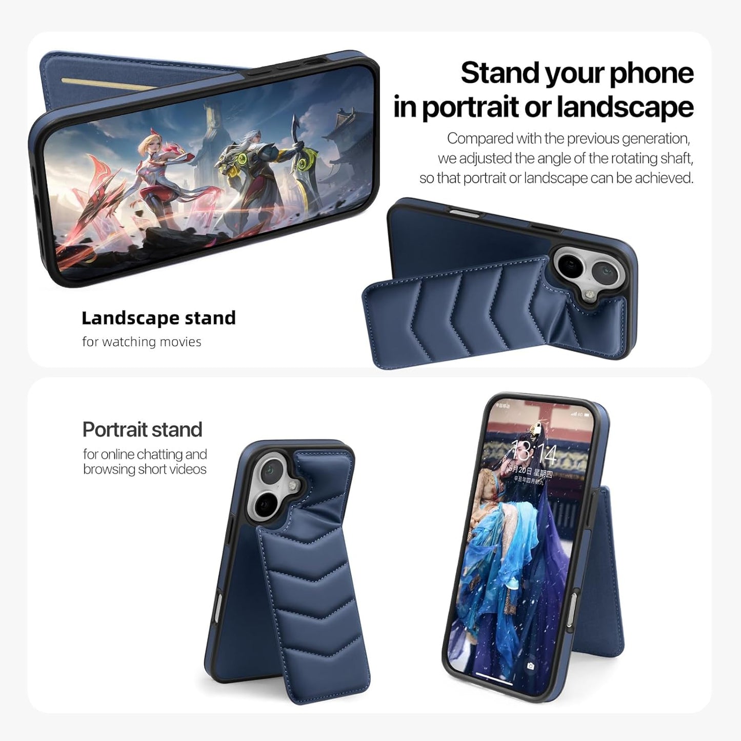 Lycra Down Phone Case for iPhone 16 Plus with [Credit Card Holder] [RFID] Invisible Flip Holder, Magnetic car mount, waterproof and drop-proof, comfortable to hold Green