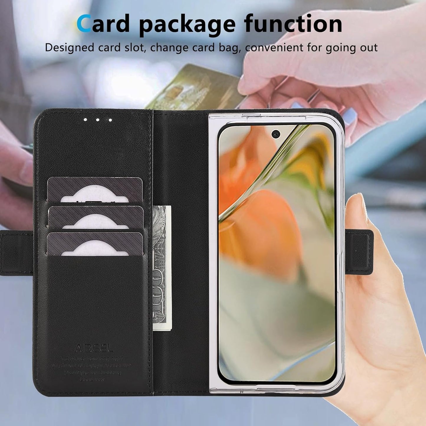 iTape Folding Magnetic Leather Case for Google Pixel 9 Pro Fold, RFID Anti-theft Wallet Phone Case, Multi-Card Slot Magnetic Flip Cover Holder Pink