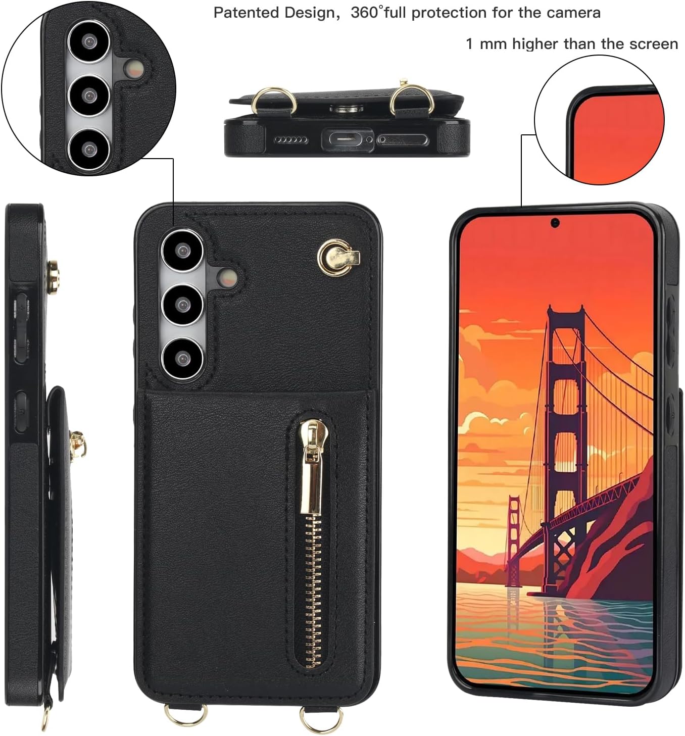 iTape Samsung Galaxy S24 plus Case Wallet, Zipper Coin Pouch, Credit Card Slot Holder, Wrist Strap, Samsung Galaxy S24 plus Case Adjustable Crossbody Lanyard [RFID Blocked] Purple