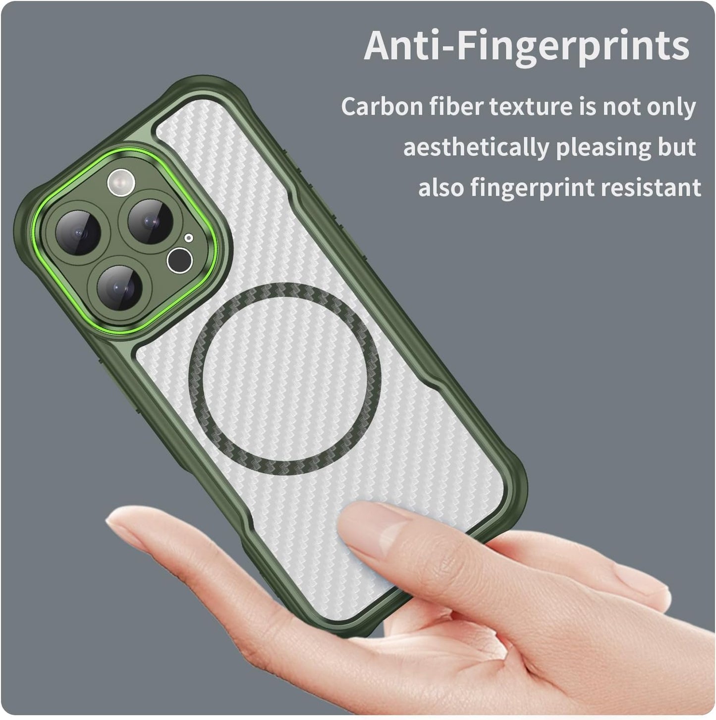 Magnetic carbon fibre case for iPhone 16 Pro, support wireless charging, carbon fibre shockproof slim case Purple