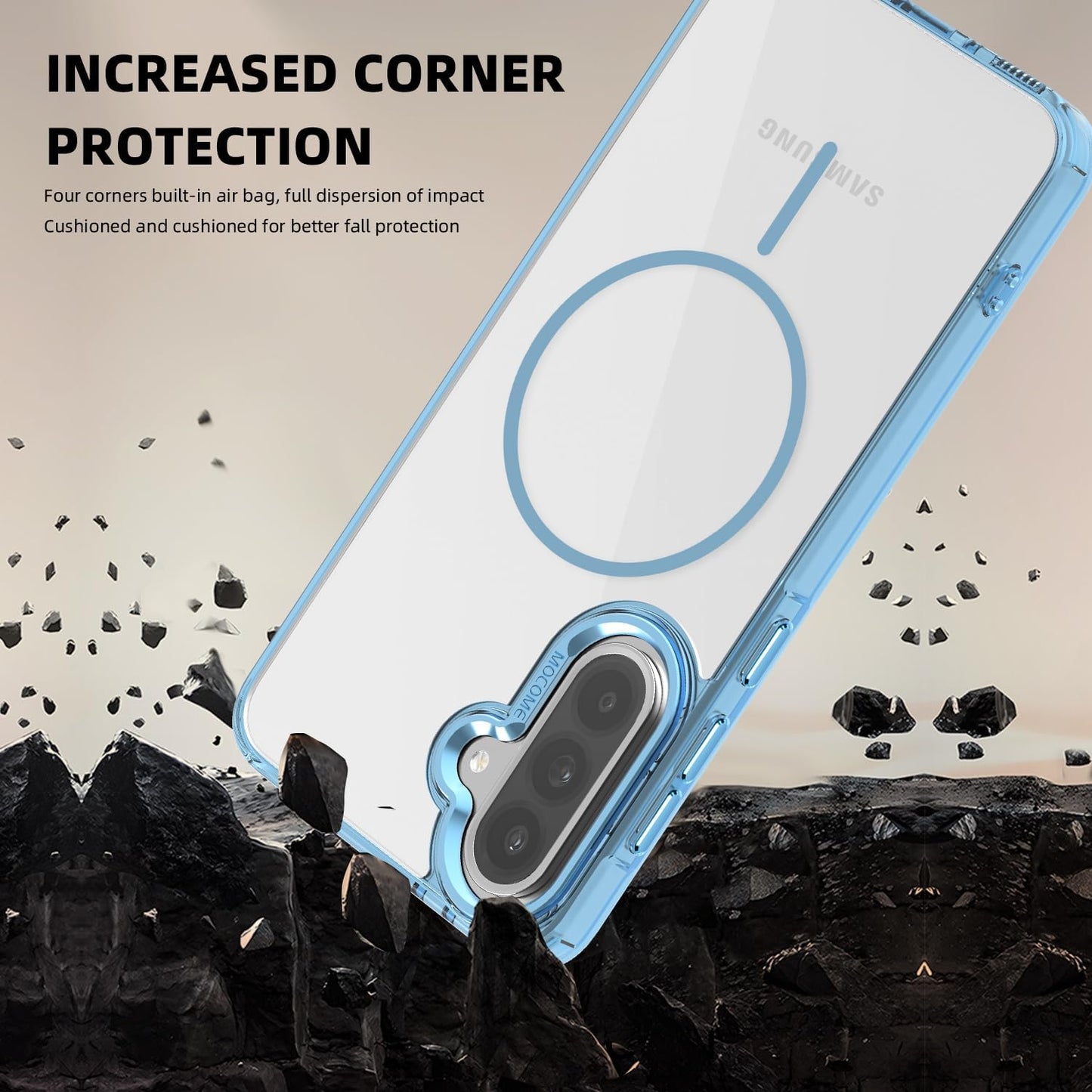 iTape Magnetic transparent phone case for Samsung Galaxy A36, supports wireless charging, military-grade drop-proof, compatible with Samsung Galaxy A36 Car magnetic bracket