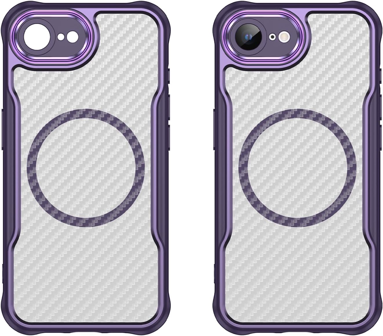 Magnetic carbon fibre case for iPhone 16E, support wireless charging, carbon fibre shockproof slim case Purple