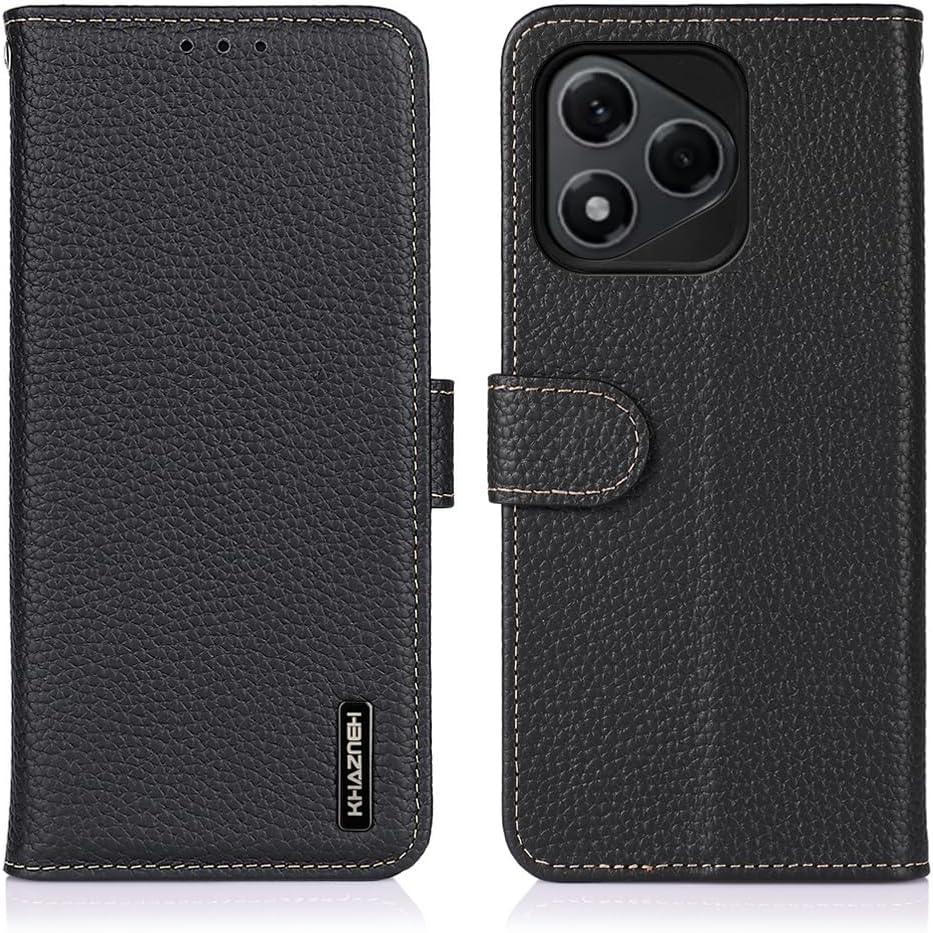 iTape Genuine leather pebbled phone case for Honor 400 Lite, cowhide RFID anti-theft brush phone case with card slot and shockproof flip cover Red