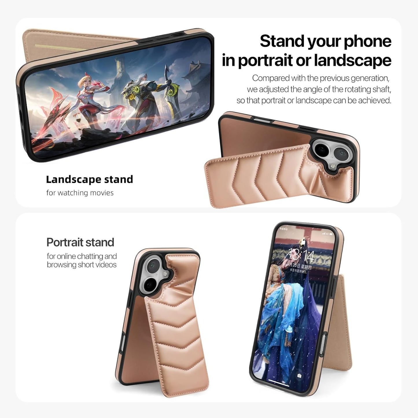 Lycra Down Phone Case for iPhone 16 Plus with [Credit Card Holder] [RFID] Invisible Flip Holder, Magnetic car mount, waterproof and drop-proof, comfortable to hold Green