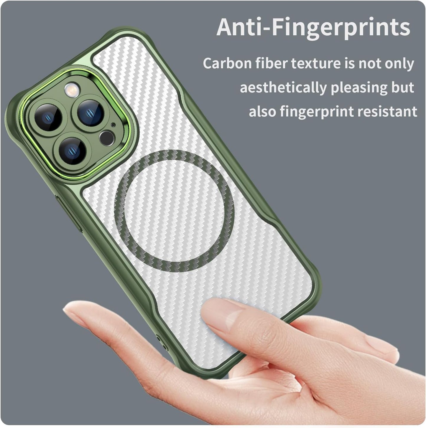 Magnetic carbon fibre case for iPhone 13 Pro, support wireless charging, carbon fibre shockproof slim case Purple