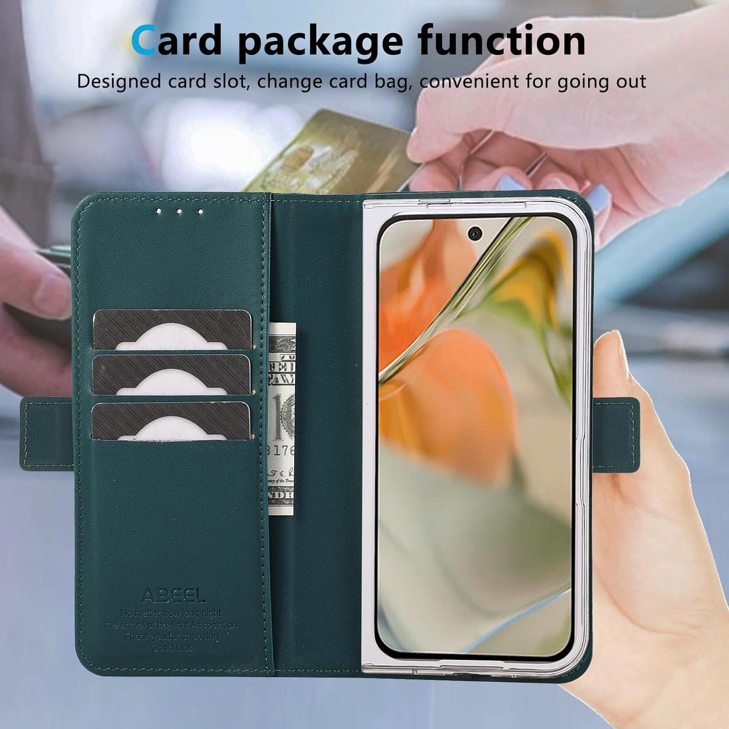 iTape Folding Magnetic Leather Case for Google Pixel 9 Pro Fold, RFID Anti-theft Wallet Phone Case, Multi-Card Slot Magnetic Flip Cover Holder Pink