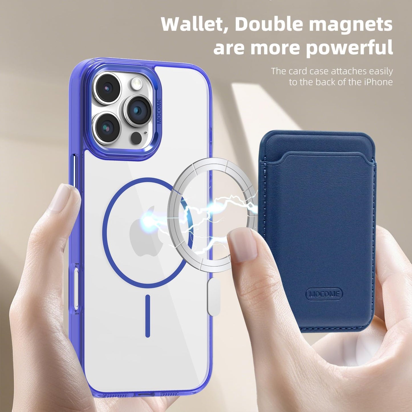 Magnetic transparent phone case for iPhone 16 Pro max, supports wireless charging, military-grade drop-proof, compatible with iPhone 16 Pro max Car magnetic bracket 2 in 1 magnetic card holder