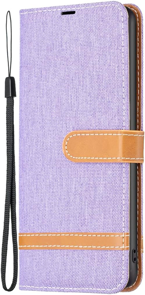 Colorblock Denim Wallet Phone Case for iPhone 16E, Wallet Phone Case Flip Stand, Credit Card Slot Wallet Wrist strap Green