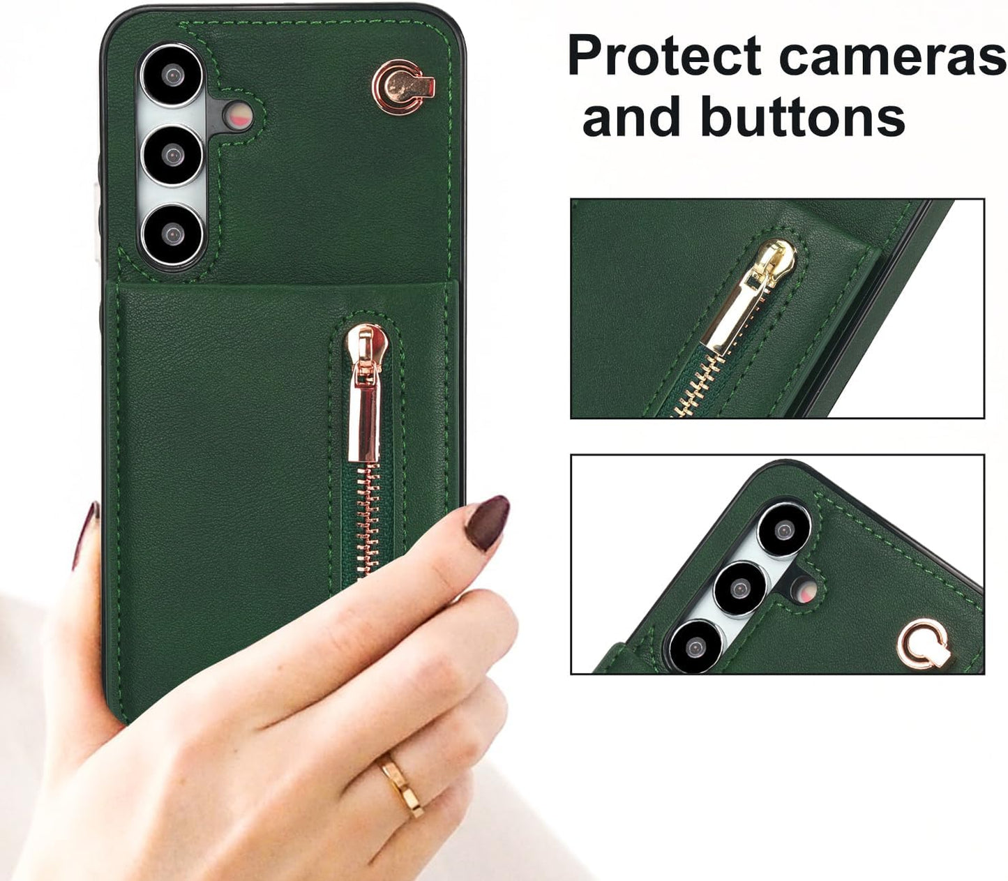 iTape Samsung Galaxy S24 plus Case Wallet, Zipper Coin Pouch, Credit Card Slot Holder, Wrist Strap, Samsung Galaxy S24 plus Case Adjustable Crossbody Lanyard [RFID Blocked] Purple