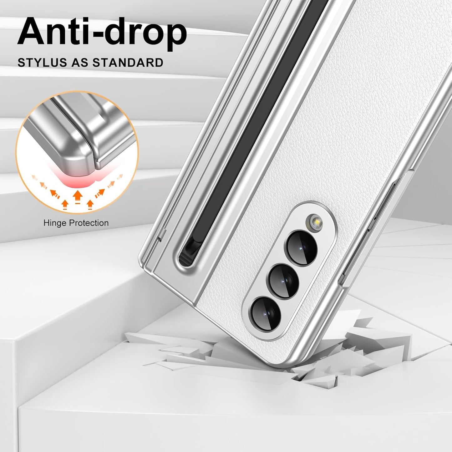 iTape Lightweight phone case for Samsung Galaxy Z Fold4, hinged case supports wireless charging with lens protection, screen protector, complimentary stylus, drop-proof and fingerprint resistant Blue