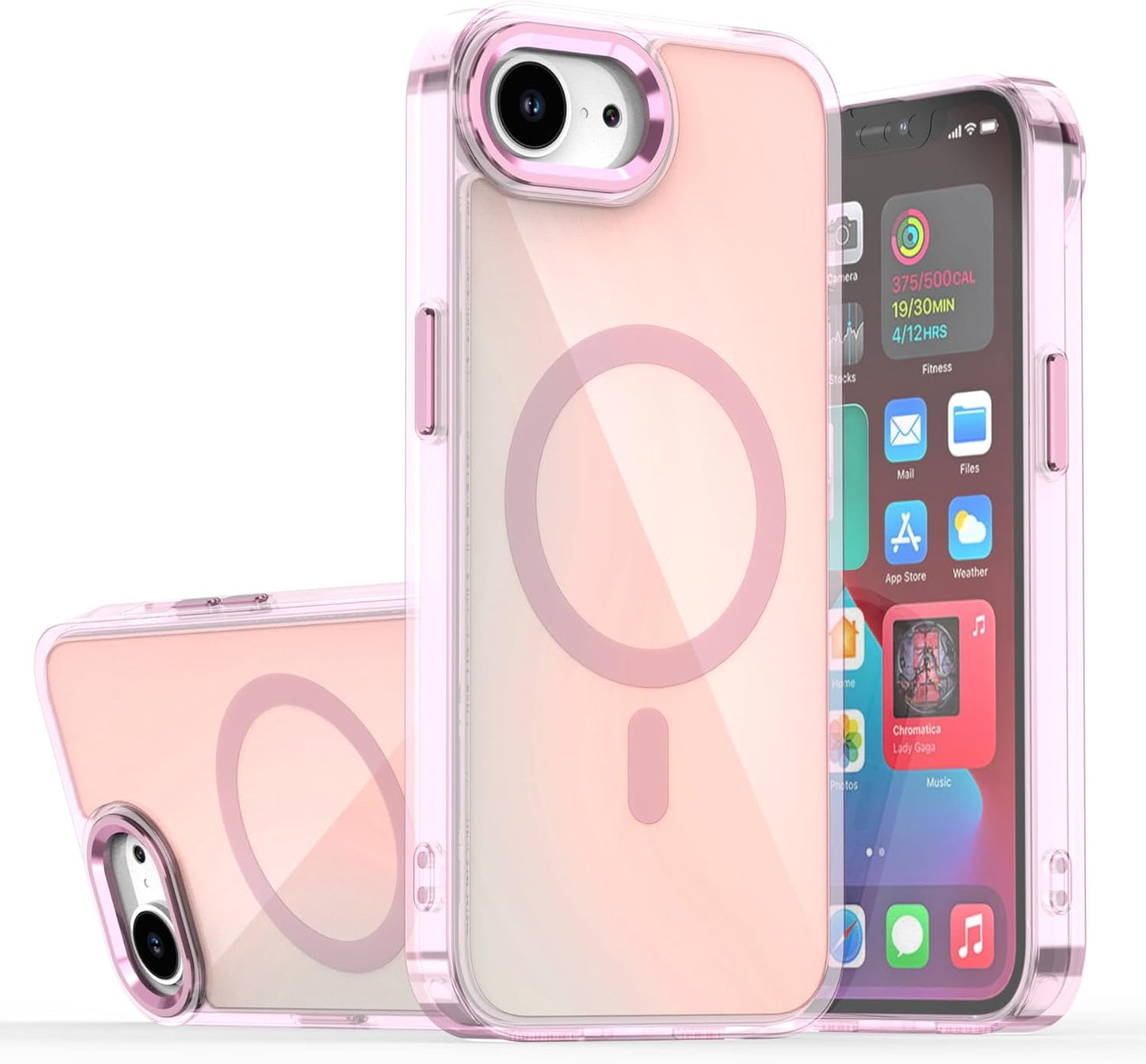 iTape Shiny Color Changing Chameleon Phone Case for iPhone16E, double-layer shockproof airbag anti-fall protective case, supports wireless charging, magnetic phone case White