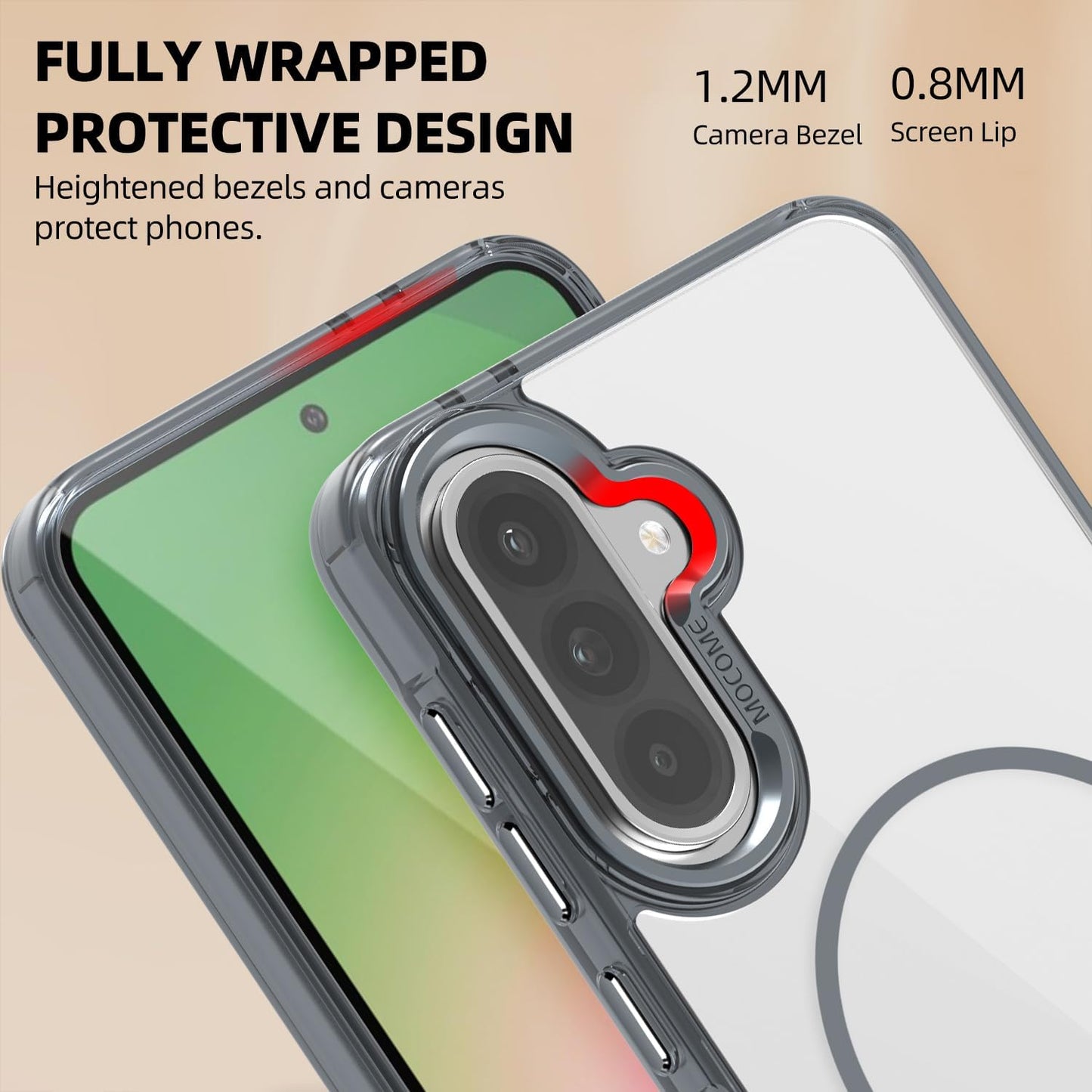 iTape Magnetic transparent phone case for Samsung Galaxy A36, supports wireless charging, military-grade drop-proof, compatible with Samsung Galaxy A36 Car magnetic bracket
