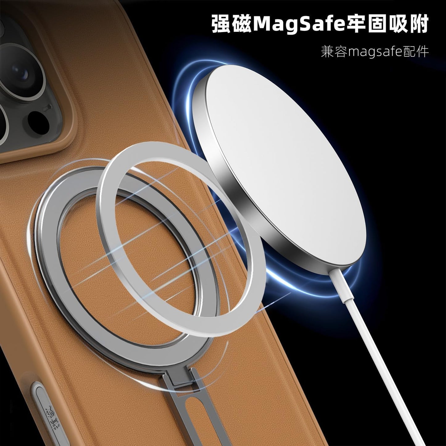 Magnetic phone case for iPhone 16 Pro max, silver magnetic ring supports wireless charging, military-grade drop resistance, compatible with iPhone 16 Pro max