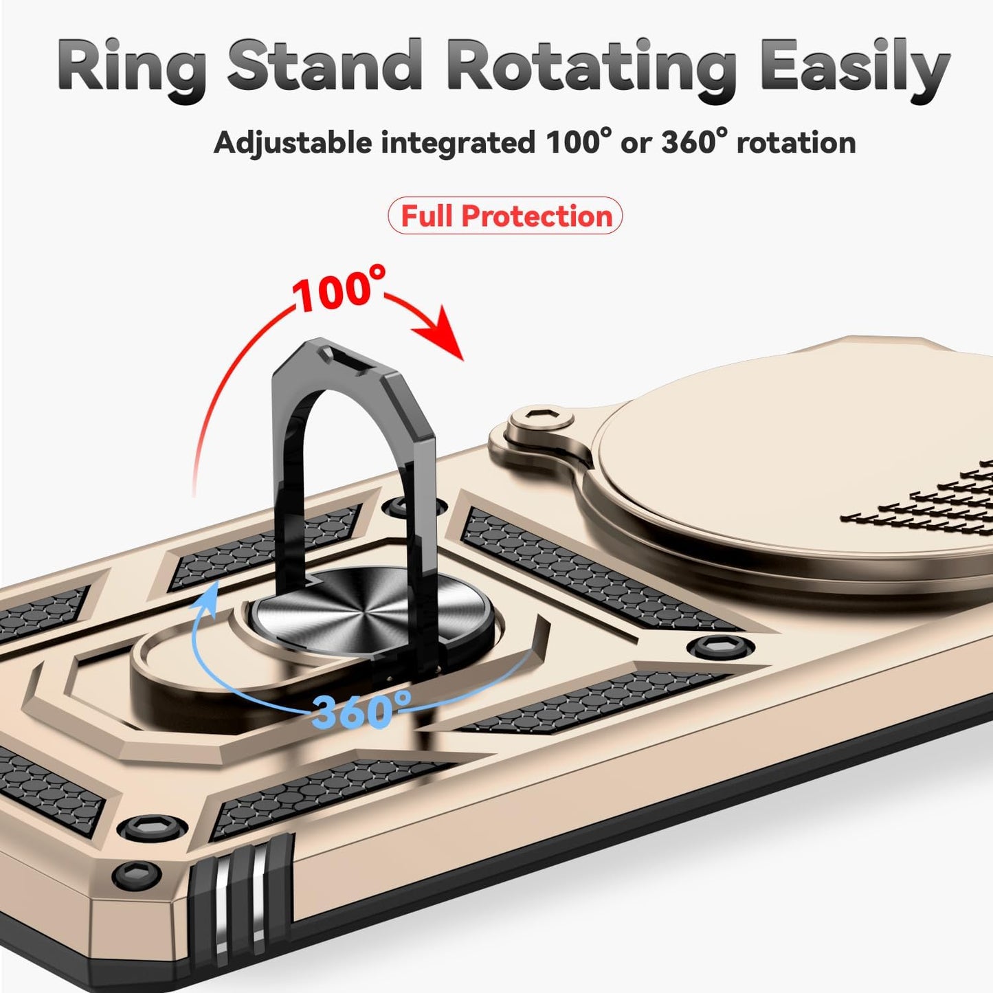 Magnetic Car Mount 2 in 1 Phone Case for Xiaomi Redmi Note 14 Pro+ 5G, Military Grade Protective Case, Phone Case Built-in 360° Rotating Ring Bracket Buckle Push Window Lens Protection