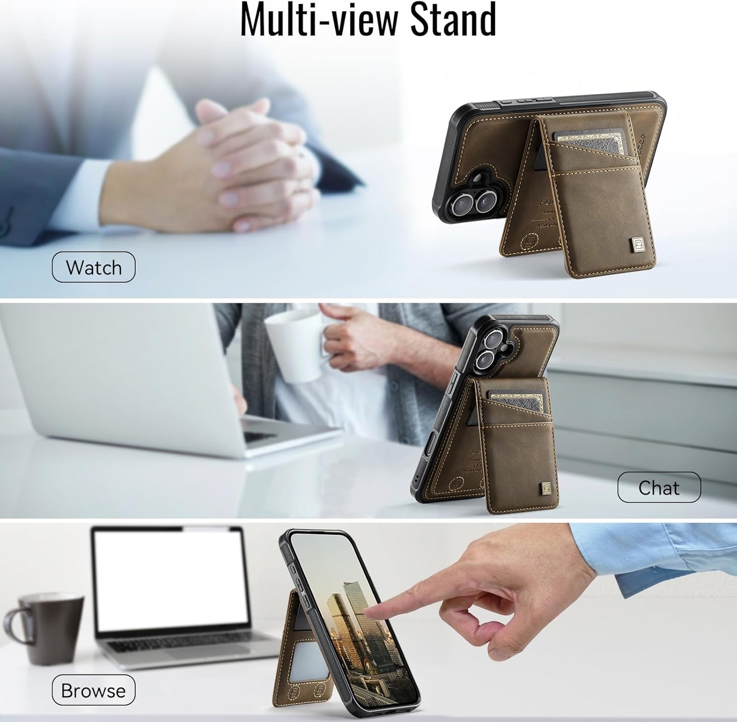 Up and down card holder mobile phone case suitable for iPhone 16, RFID (anti-theft), supports car magnetic suction function, card slot wallet holder Blue