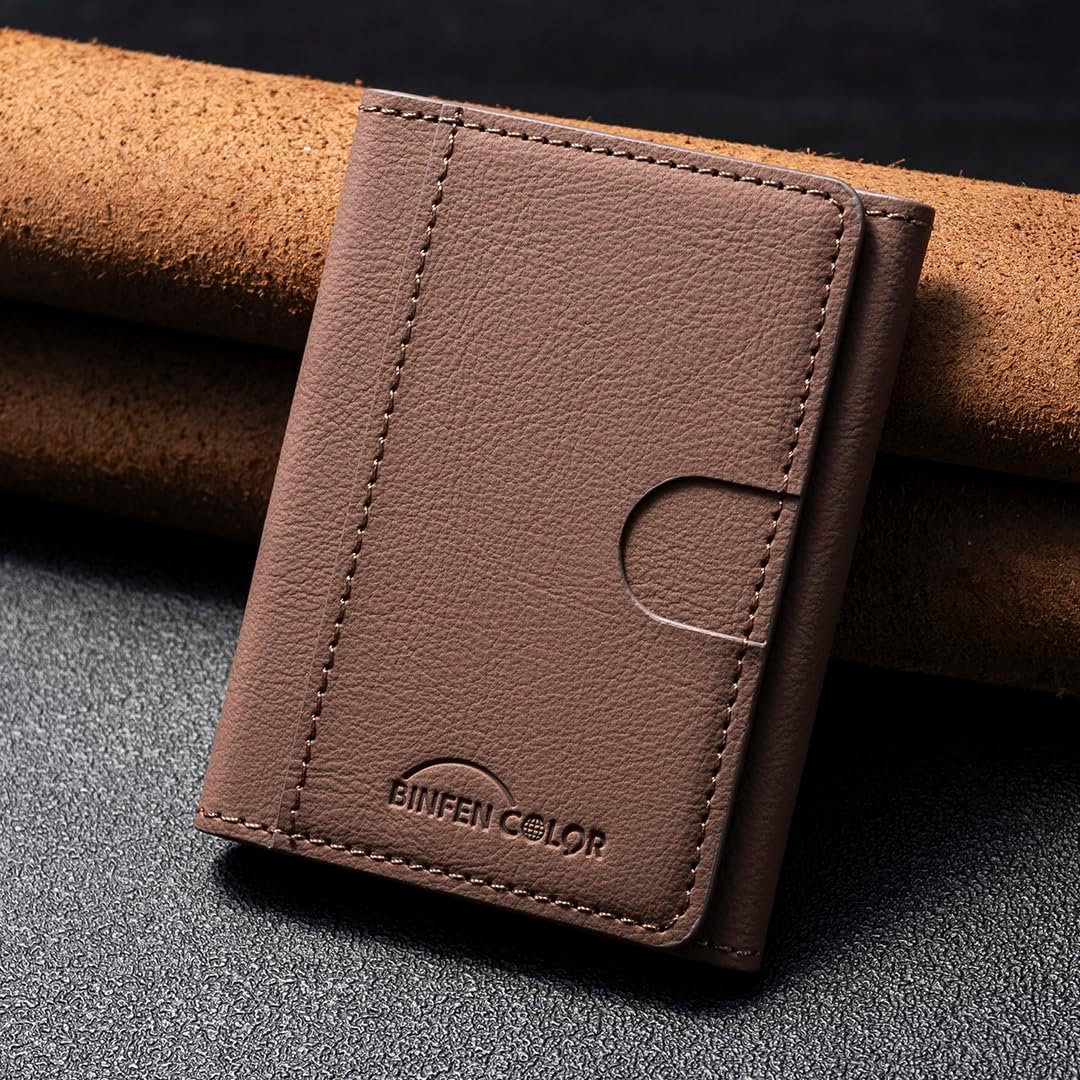 iTape Leather Magnetic Phone Wallet Compatible with Various Phone Models Android and iOS, Solid Color Magnetic Card Holder Ultra-thin Trifold Wallet Card Holder Flip Stand Red