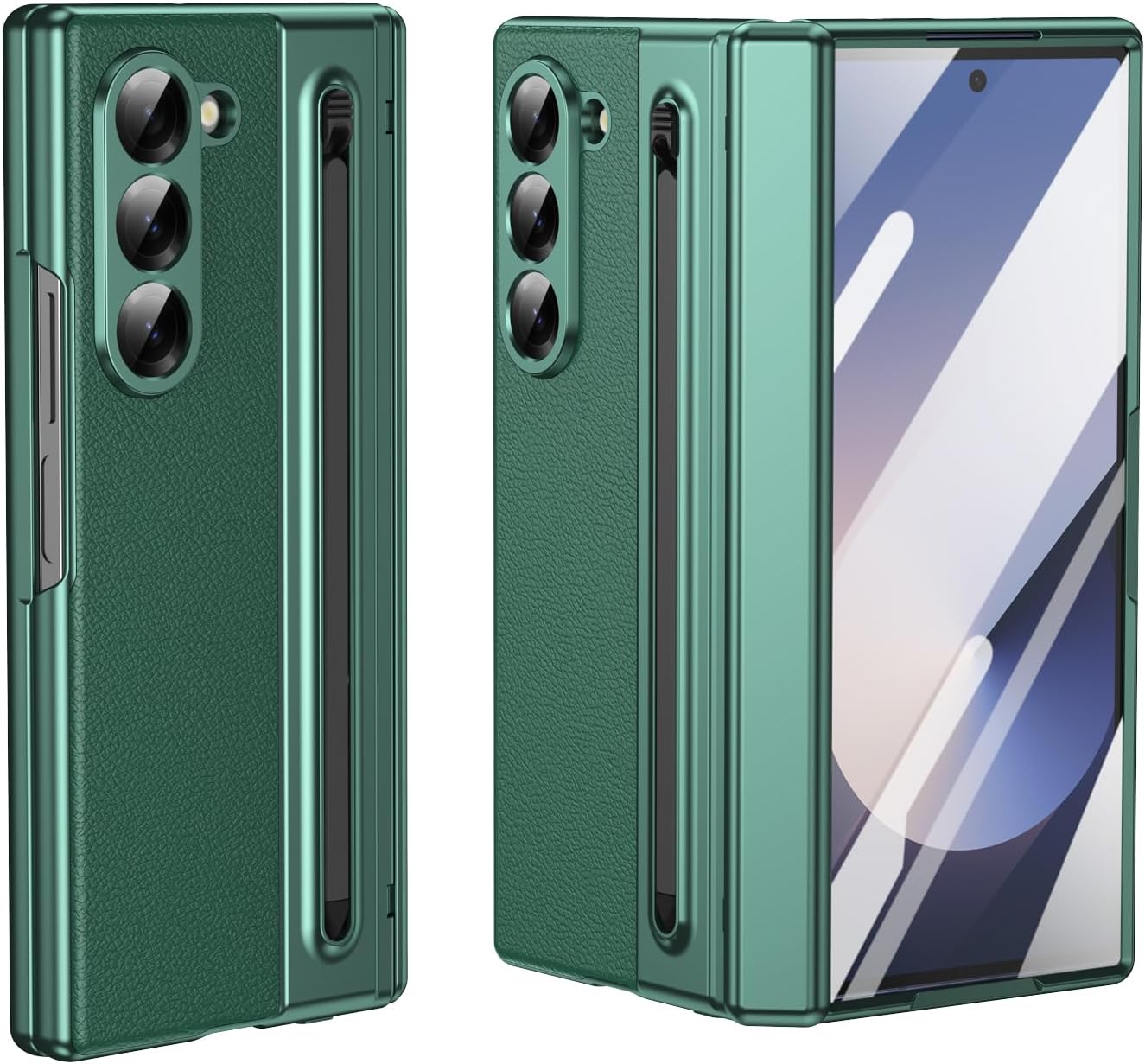 Lightweight phone case for Samsung Galaxy Z Fold6, hinged case supports wireless charging with lens protection, screen protector, complimentary stylus, drop-proof and fingerprint resistant