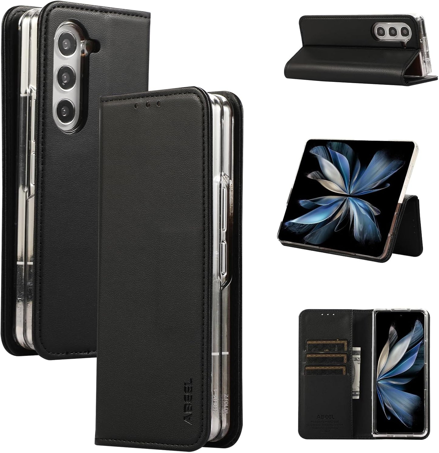 iTape Magnetic Leather Case for Samsung Galaxy Z Fold5, RFID Anti-theft Wallet Phone Case, Multi-Card Slot Magnetic Flip Cover Green