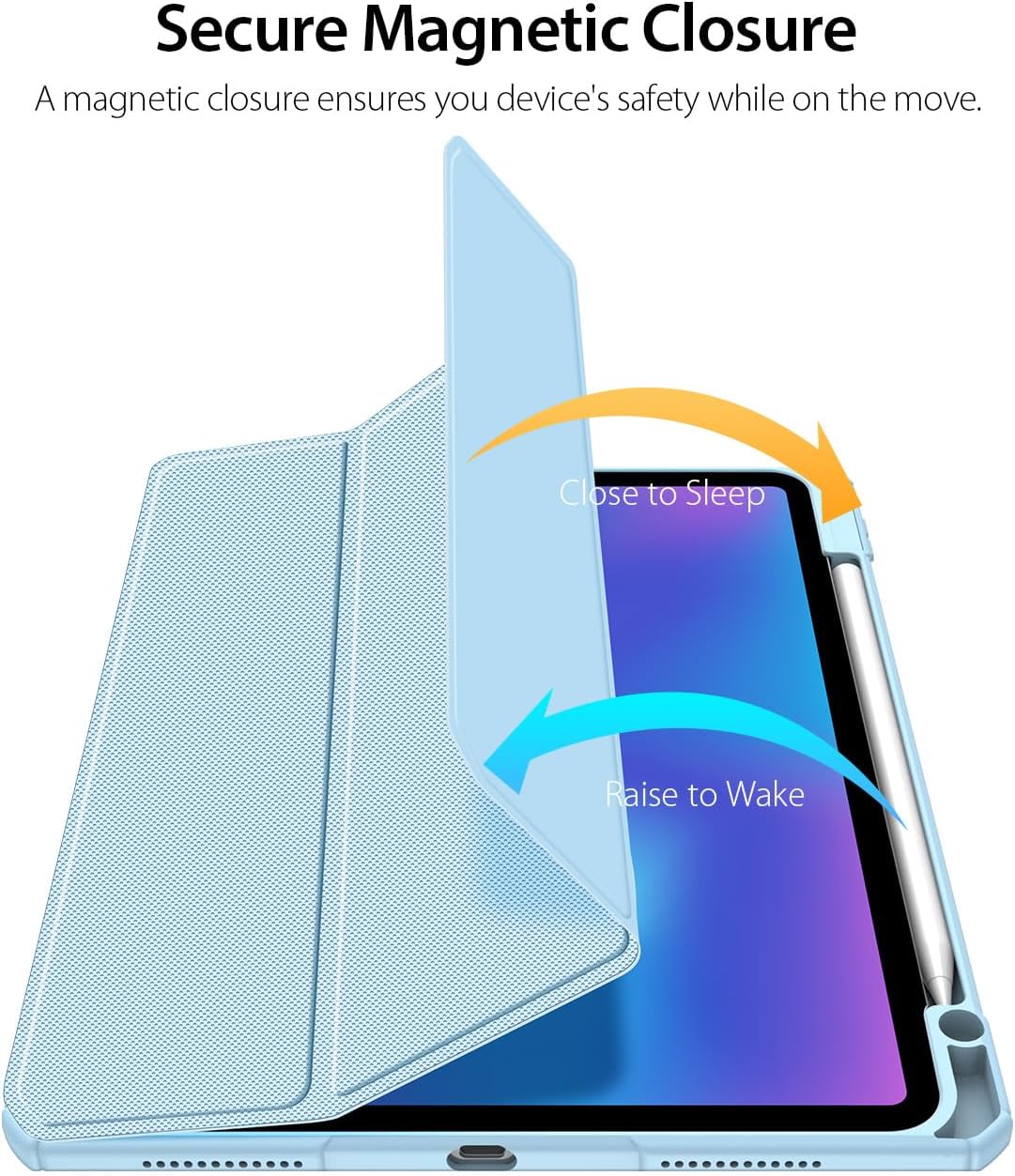 Magnetic Case for Apple iPad Air 11 (2024-2025) [Built-in Pen Holder] Multi-angle Viewing Smart Stand Case, Auto Sleep\/Wake, Four-corner Airbag Protection Blue