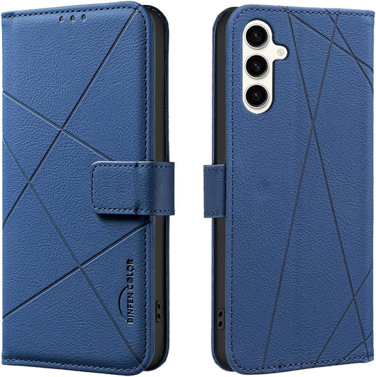 iTape Wallet phone case for Samsung Galaxy S23 Plus, RFID anti-theft wallet, pressed edge leather case flip cover stand Blue
