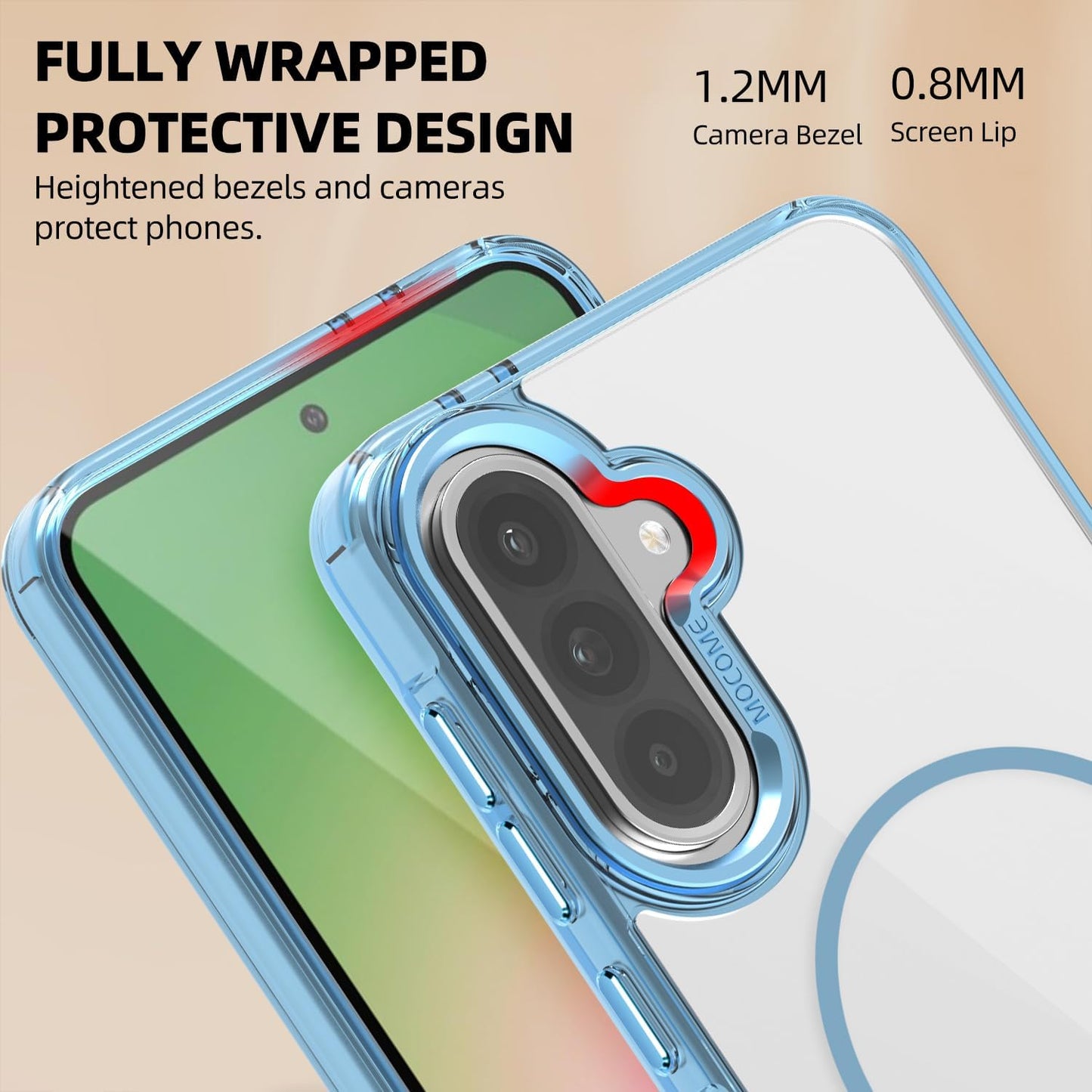 iTape Magnetic transparent phone case for Samsung Galaxy A36, supports wireless charging, military-grade drop-proof, compatible with Samsung Galaxy A36 Car magnetic bracket