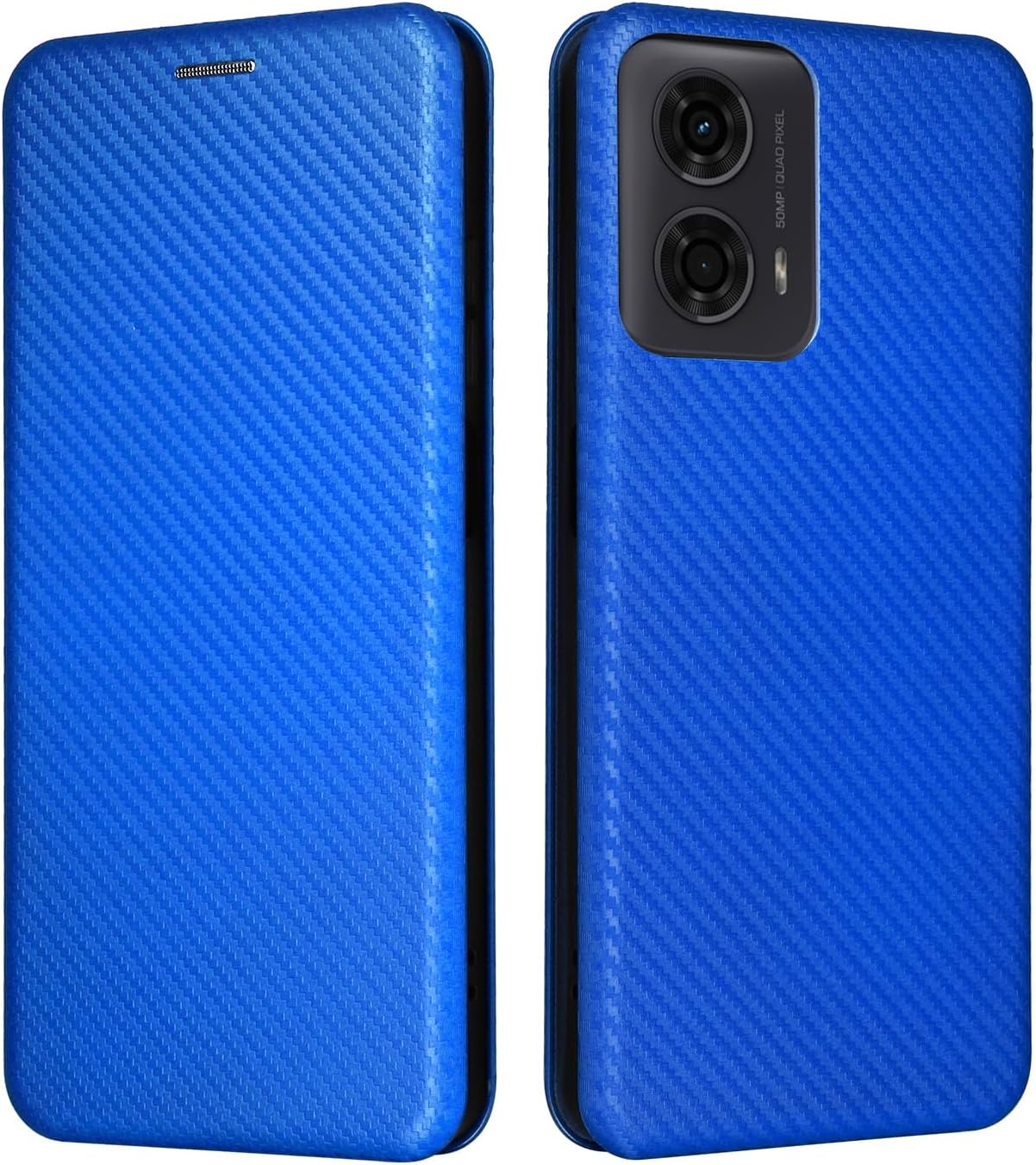 iTape Carbon fiber phone case for Motorola Moto G 04. Magnetic flip phone case, credit card slot, wallet case, shockproof and drop-proof Green