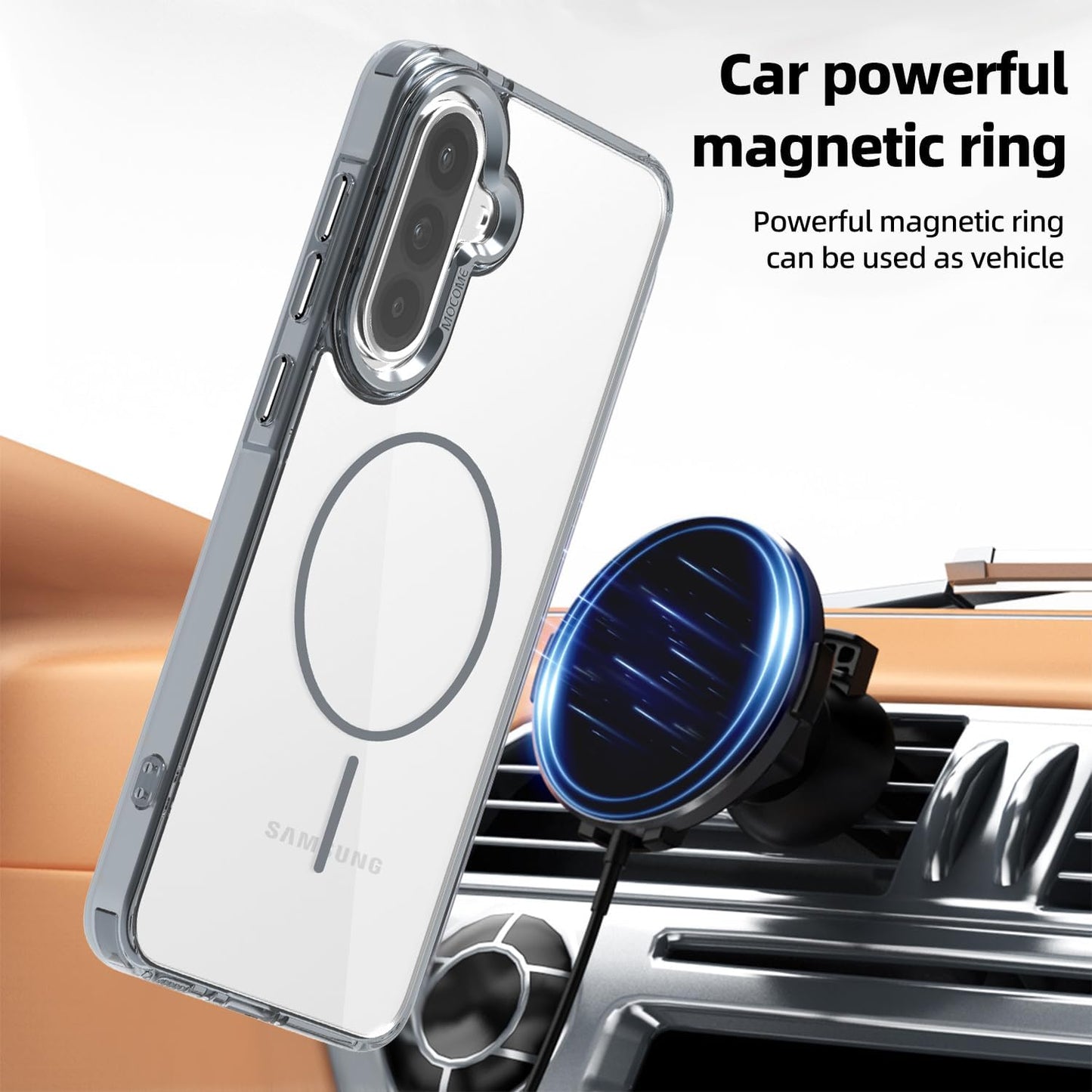 iTape Magnetic transparent phone case for Samsung Galaxy A36, supports wireless charging, military-grade drop-proof, compatible with Samsung Galaxy A36 Car magnetic bracket