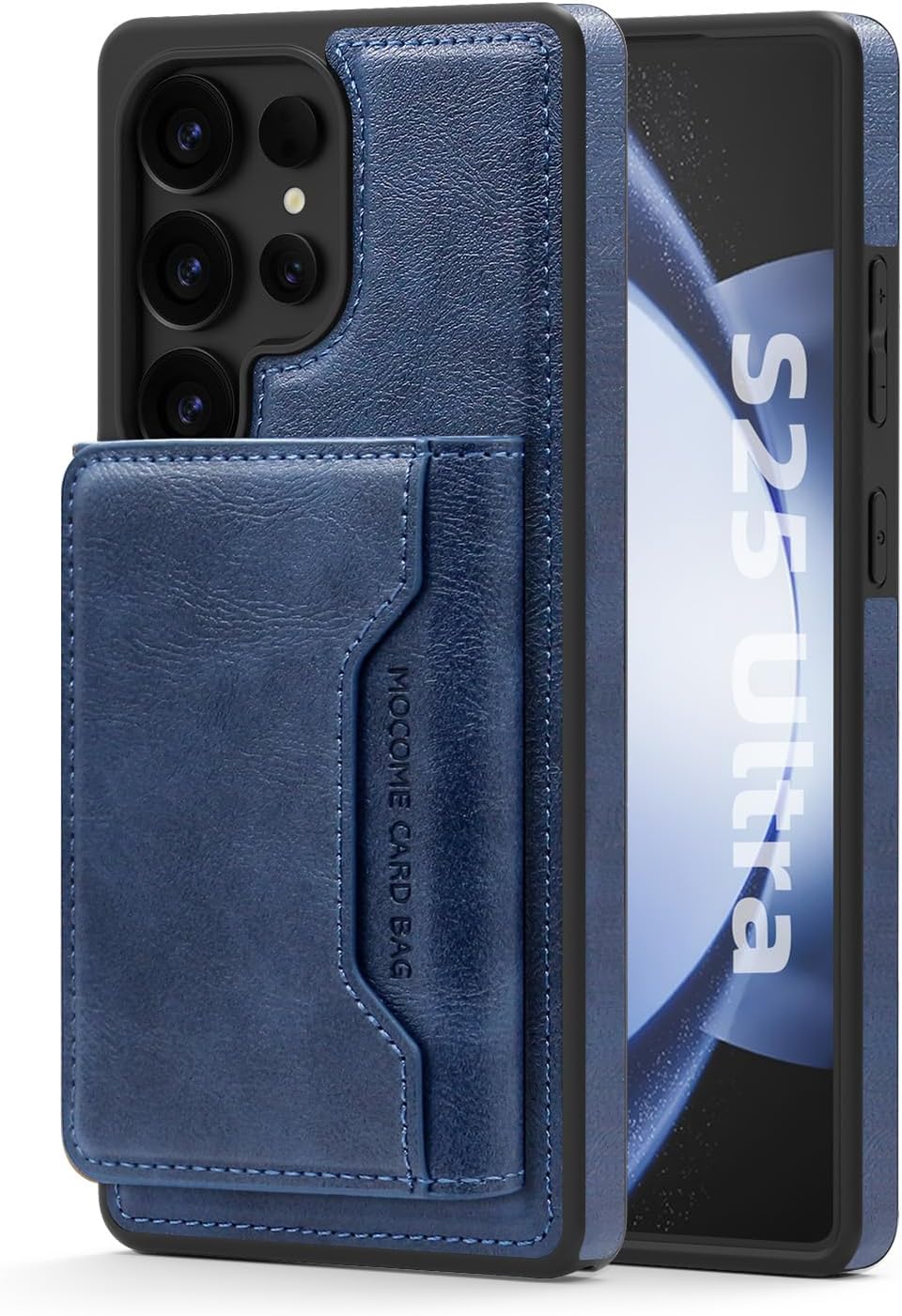 2 in 1 card holder phone case for Samsung Galaxy S25 Ultra, magnetic leather phone case magnetic car mount wireless charging, card holder holder Purple
