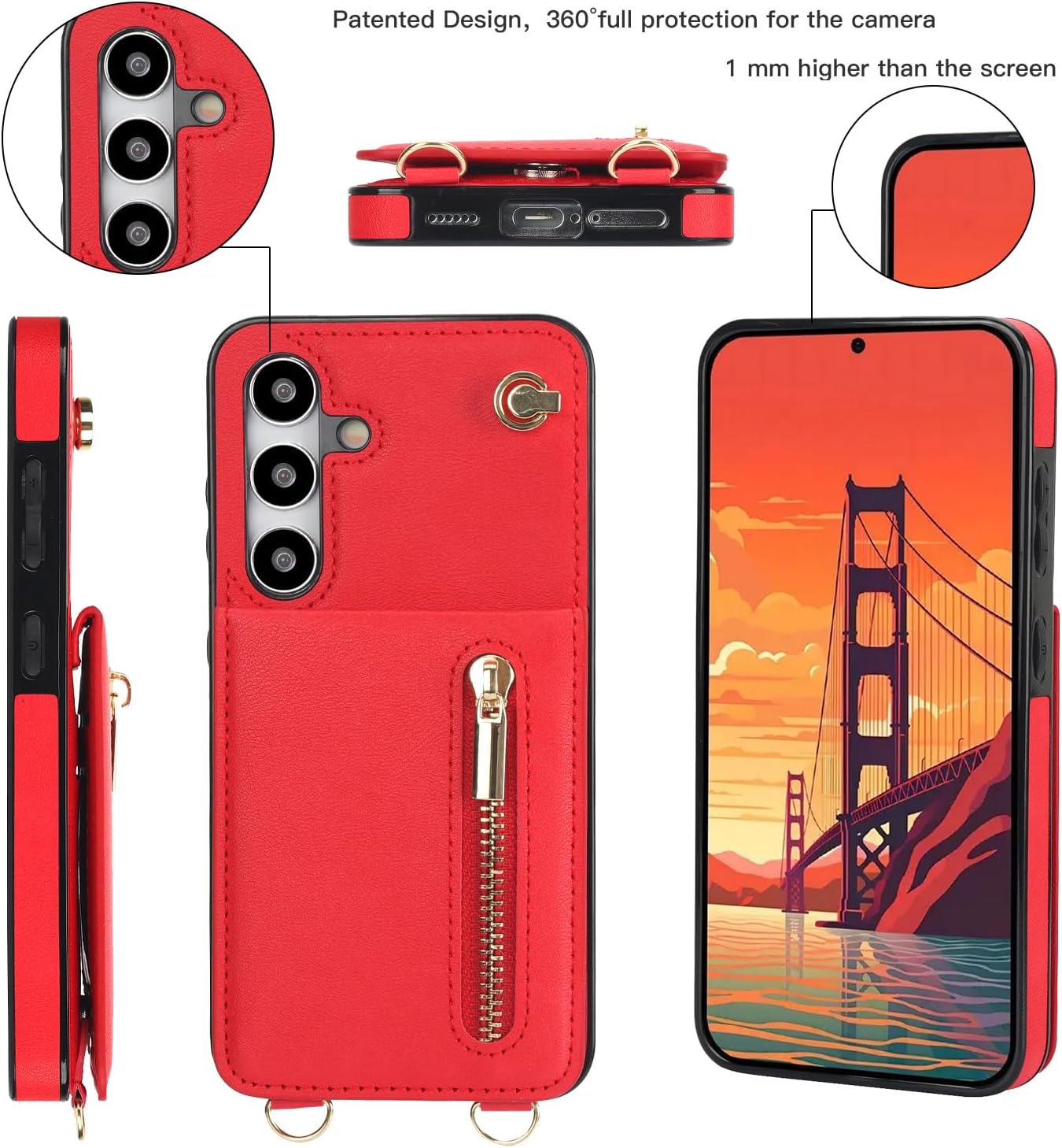 iTape Samsung Galaxy S24 plus Case Wallet, Zipper Coin Pouch, Credit Card Slot Holder, Wrist Strap, Samsung Galaxy S24 plus Case Adjustable Crossbody Lanyard [RFID Blocked] Purple