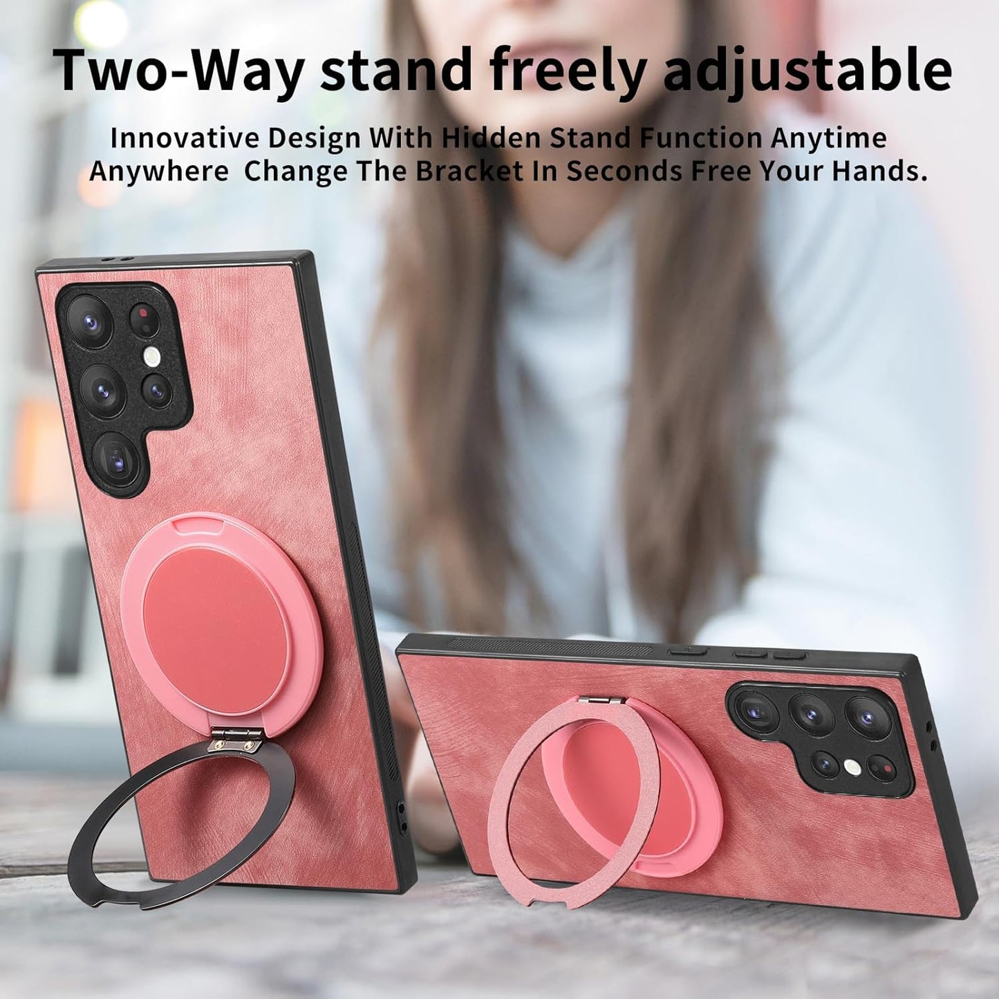 iTape Retro magnetic mobile phone case for Samsung Galaxy S25 Ultra, wireless charging magnetic car mount, round ring 360% rotating mount Green