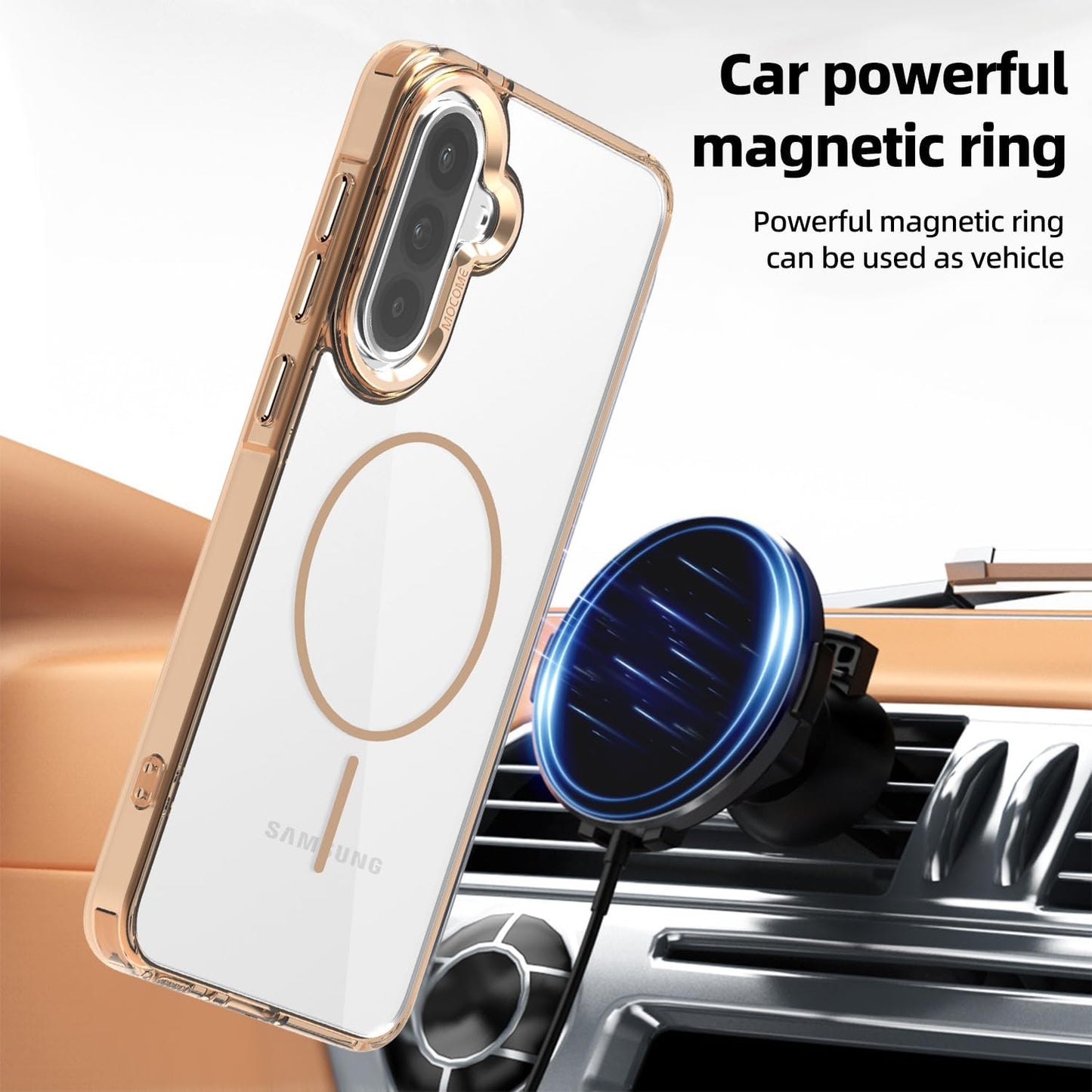 iTape Magnetic transparent phone case for Samsung Galaxy A36, supports wireless charging, military-grade drop-proof, compatible with Samsung Galaxy A36 Car magnetic bracket