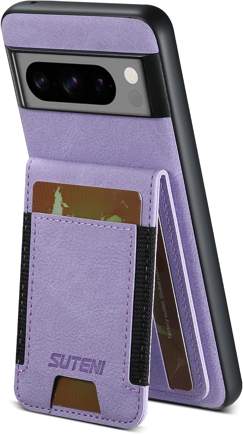 iTape Litchi Texture Phone Case for Google Pixel 8 Pro - Ultra-thin Simple Card Holder Phone Case with Stand Durable Buffer [Shockproof TPU Inner Shell] Black
