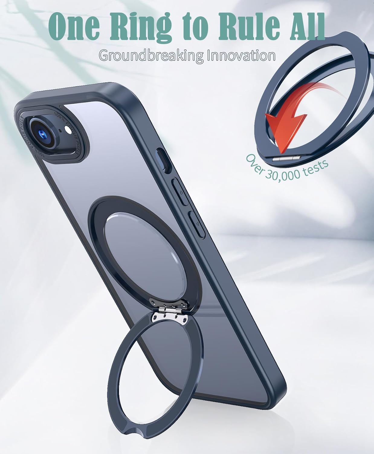 Magnetic phone case for iPhone 16E, 360° rotating bracket supports wireless charging, shockproof ultra-thin shell Gray