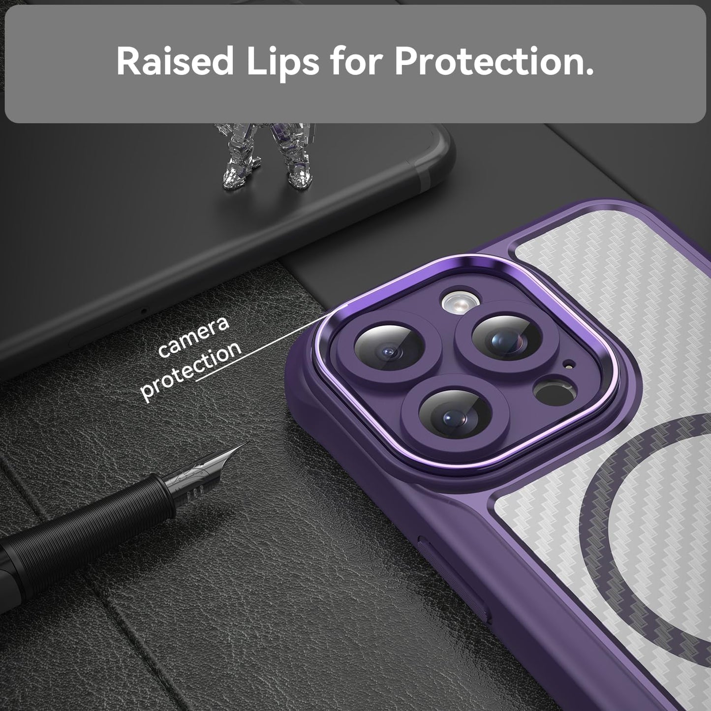 Magnetic carbon fibre case for iPhone 15 Pro max, support wireless charging, carbon fibre shockproof slim case Green