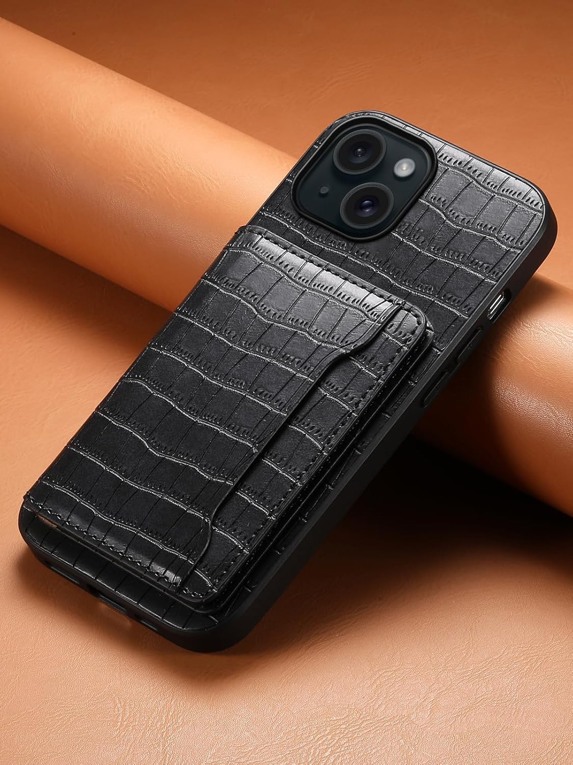Crocodile pattern phone case suitable for iPhone 15 Pro max, magnetic card holder holder card slot phone case, Green