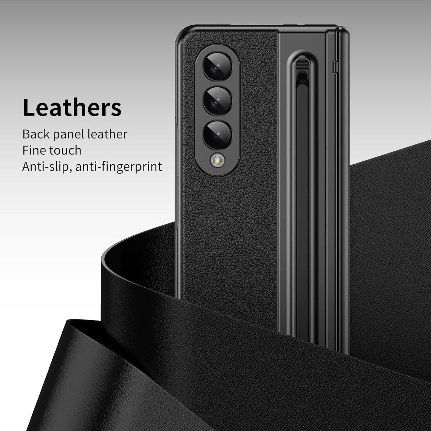 iTape Lightweight phone case for Samsung Galaxy Z Fold4, hinged case supports wireless charging with lens protection, screen protector, complimentary stylus, drop-proof and fingerprint resistant Blue