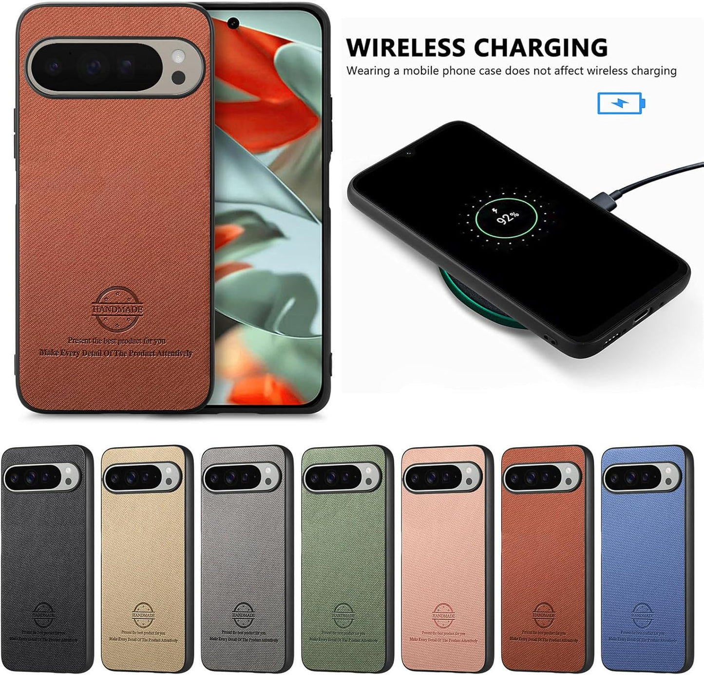 iTape Twill Phone Case for Google Pixel 9 Pro XL, Shockproof Ultra-thin Phone Case, Supports Wireless Charging Green