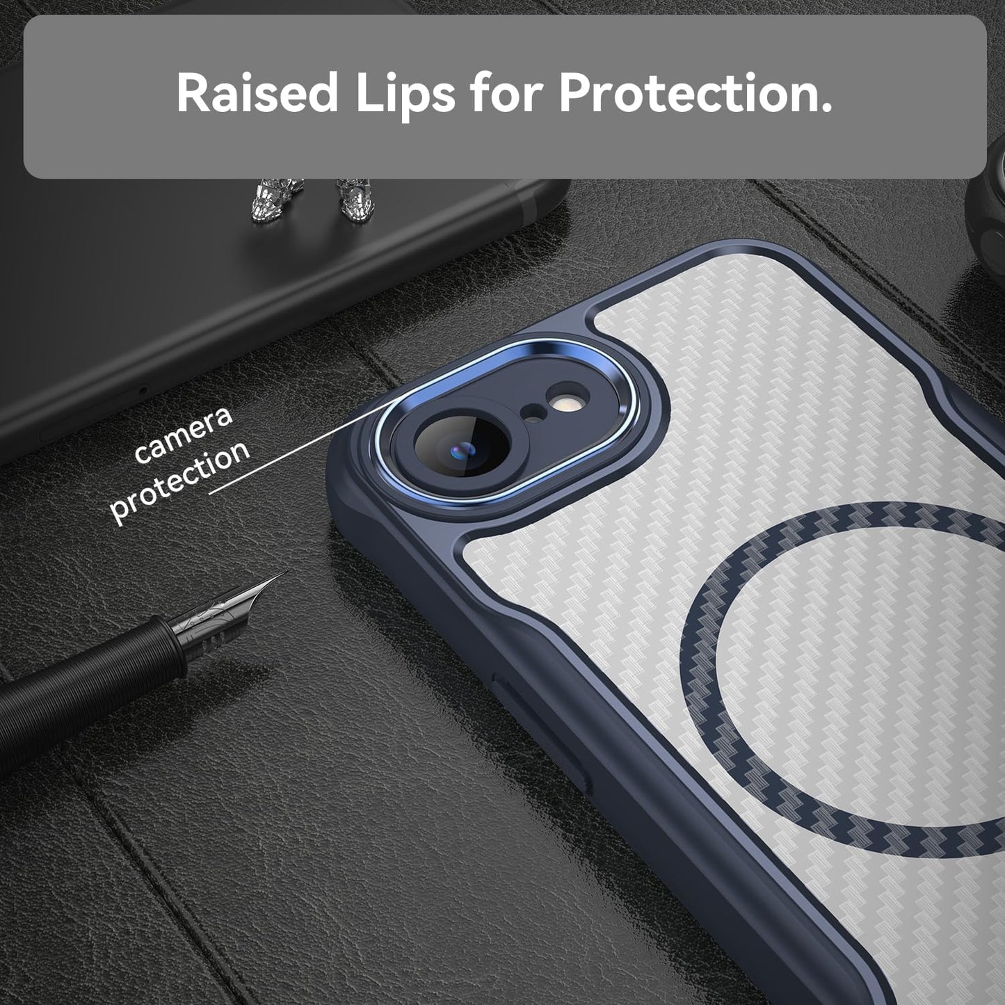 Magnetic carbon fibre case for iPhone 16E, support wireless charging, carbon fibre shockproof slim case Purple