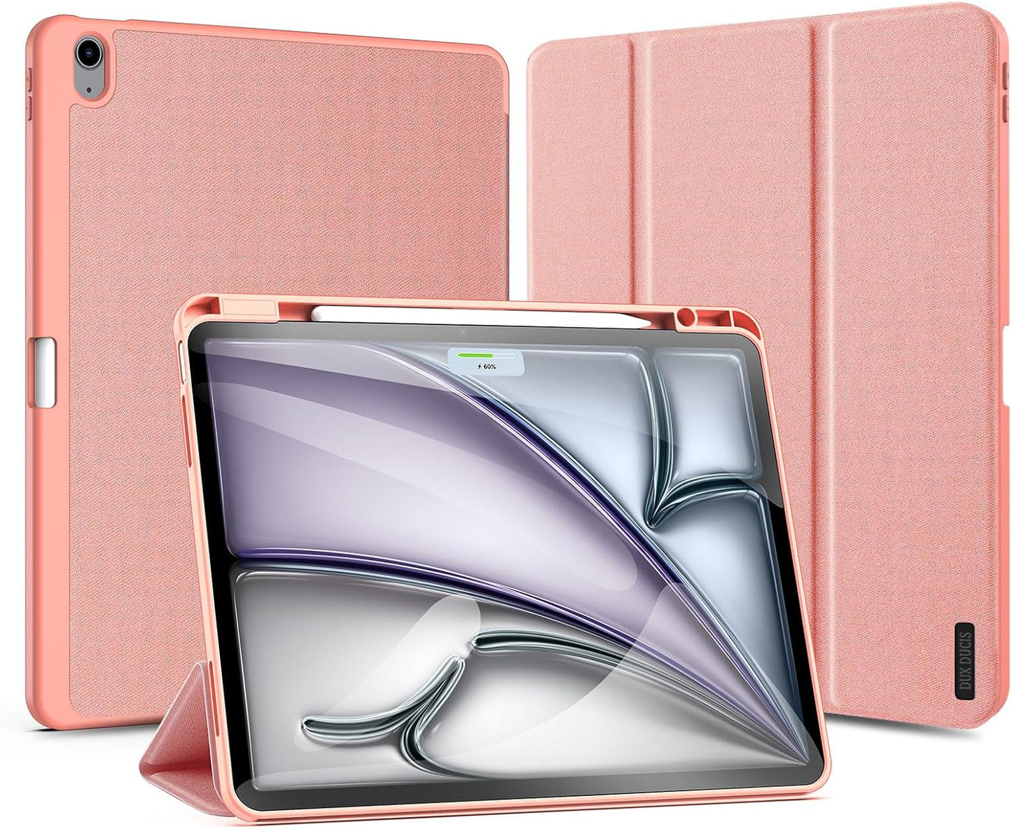Magnetic Case for iPad Air 13-inch(2025（2024） - [Built-in Pen Holder] Multi-angle Viewing Hard Shell Smart Stand Case, Auto Sleep\/Wake Pink