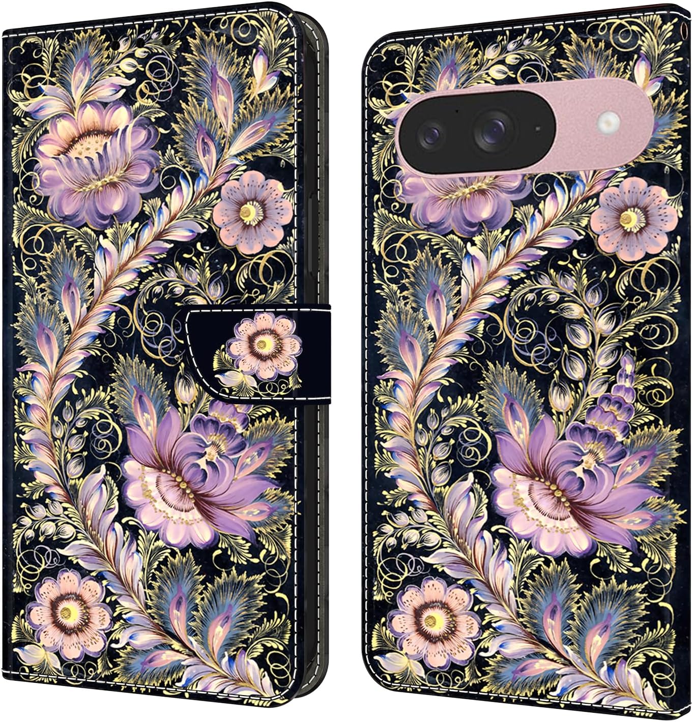 iTape Graffiti wallet phone case for Google Pixel 9, shockproof phone case, card slot wallet, flip stand phone case