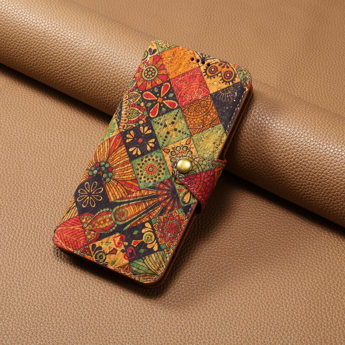 Retro Floral Pattern Phone Case for iPhone 16, Soft Touch Flip Stand Phone Case, Wallet Card Slot, Compatible with iPhone 16