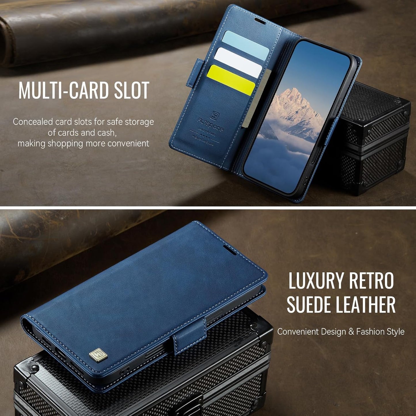 Soft leather wallet case for iPhone 16 Pro max, RFID (anti-theft), wallet card slot flip cover stand for iPhone 16 Pro max Support wireless charging Brown