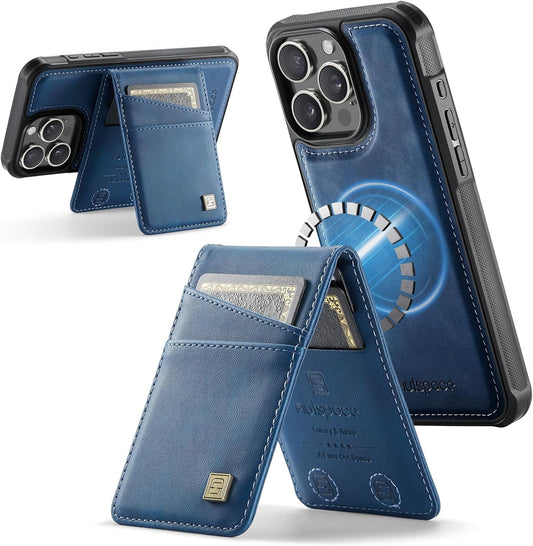 Up and down card holder mobile phone case suitable for iPhone 13 Pro max, RFID (anti-theft), supports car magnetic suction function, card slot wallet holder Blue