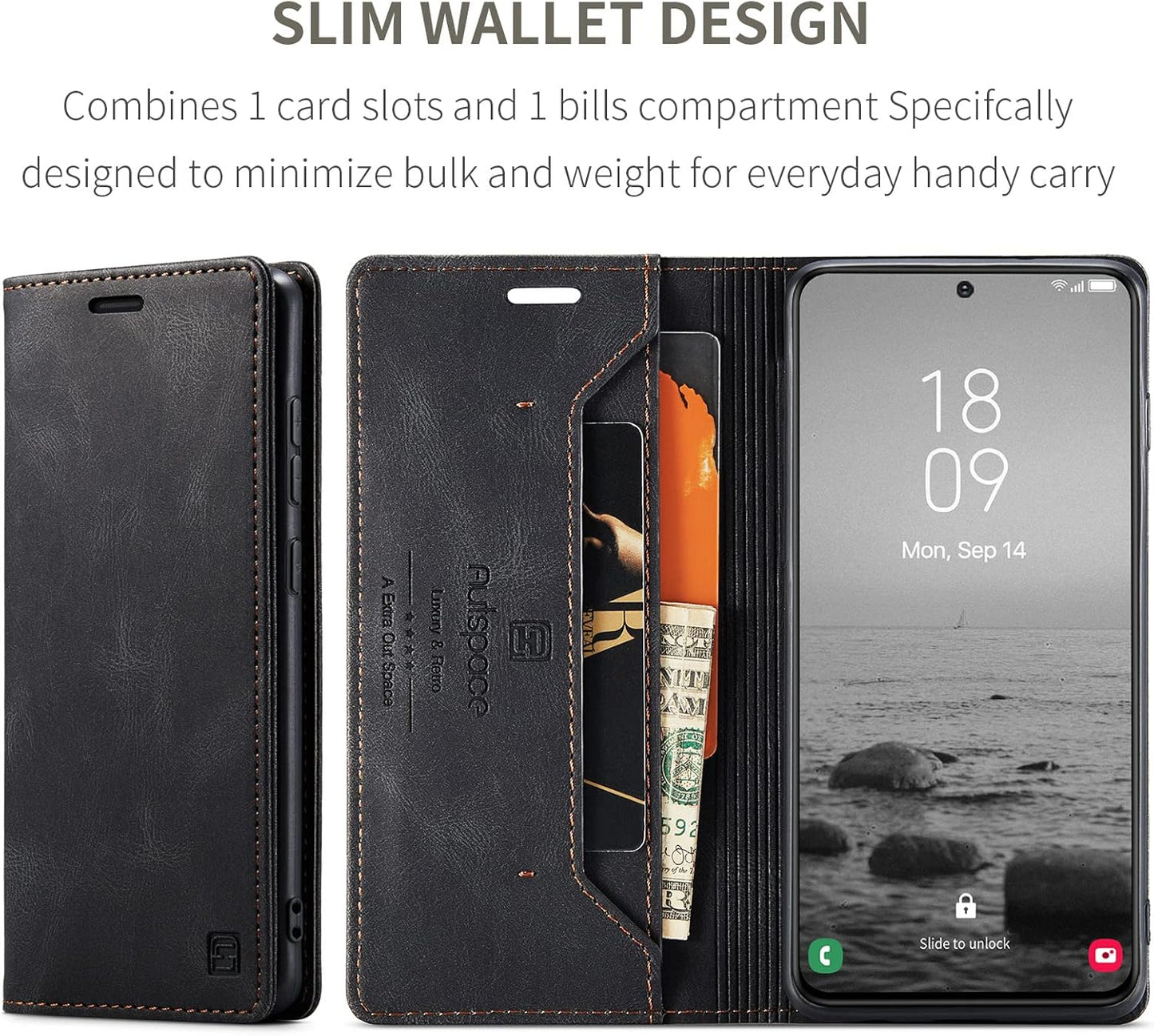 iTape Retro frosted soft leather mobile phone case for Samsung Galaxy S24, RFID (anti-theft swipe), wallet card slot flip cover stand, Green