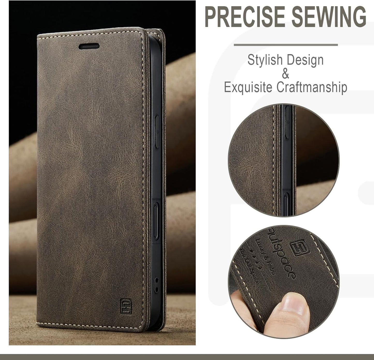 Retro frosted soft leather mobile phone case for iPhone 16 Plus, RFID (anti-theft swipe), wallet card slot flip cover stand, Green